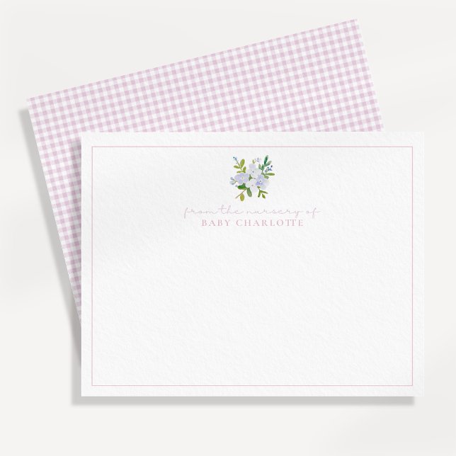 Tarjeta de nota de guinga rosa floral para bebé (Subido por el creador)