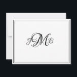 Tarjeta de nota de guión floreciente de monograma<br><div class="desc">Clásico,  elegante,  profesional Black & White Flourish Script monogramado plano tarjeta de agradecimiento. perfecto para la correspondencia de negocios. Estas son tarjetas de notas planas. Si quieres tarjetas dobladas,  ve a la parte inferior de la página donde dice "Transferir este diseño" y selecciona Tarjeta de agradecimiento plegada.</div>