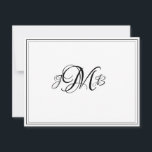 Tarjeta de nota de guión floreciente de monograma<br><div class="desc">Clásico,  elegante,  profesional Black & White Flourish Script monogramado plano tarjeta de agradecimiento. perfecto para la correspondencia de negocios. Estas son tarjetas de notas planas. Si quieres tarjetas dobladas,  ve a la parte inferior de la página donde dice "Transferir este diseño" y selecciona Tarjeta de agradecimiento plegada.</div>