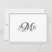 Tarjeta de nota de guión floreciente de monograma 