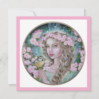 Tarjeta de nota de hada de flor de cerezo