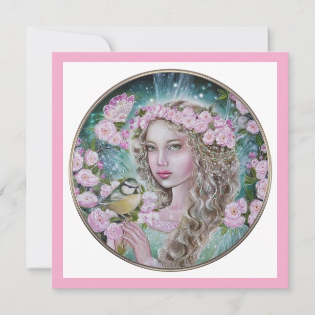 Tarjeta de nota de hada de flor de cerezo (Anverso)