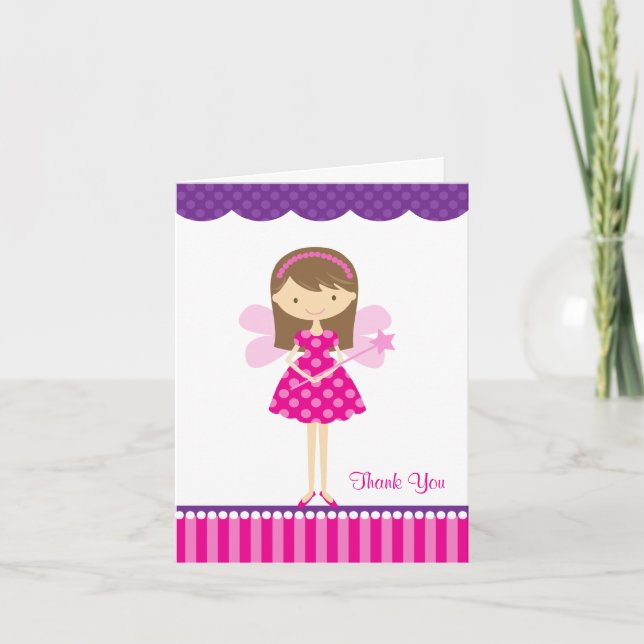 Tarjeta de nota de hadas rosa y morado caliente (Anverso)