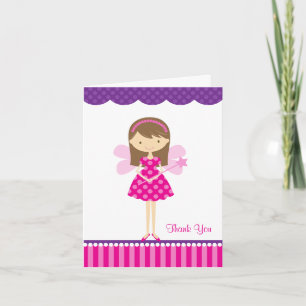 Tarjeta de nota de hadas rosa y morado caliente