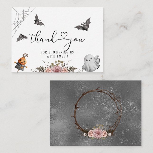 Tarjeta de nota de Halloween A Little Boo (Anverso / Reverso)