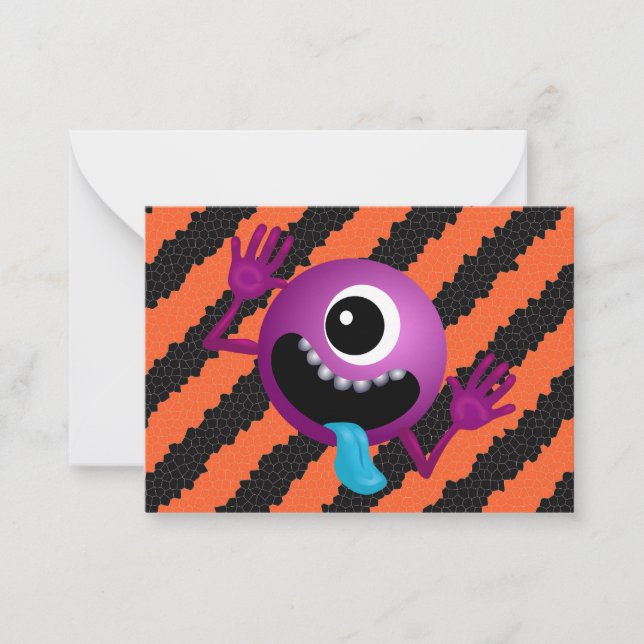 Tarjeta de nota de Halloween de alienígena espacia (Anverso)