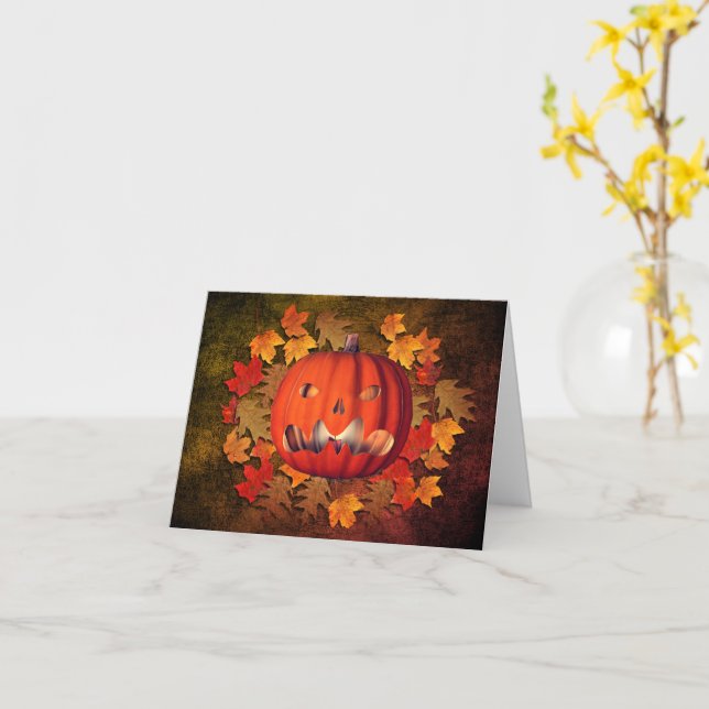 Tarjeta de Nota de Halloween de Jack O Lantern Fal (flor amarilla)