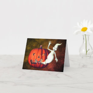 Tarjeta de Nota de Halloween Ghost Jack O Lantern 