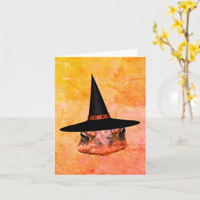 Tarjeta de nota de halloween para Gorra de brujas  (flor amarilla)