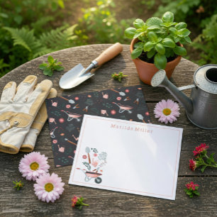 Tarjeta de nota de herramientas de jardín personal