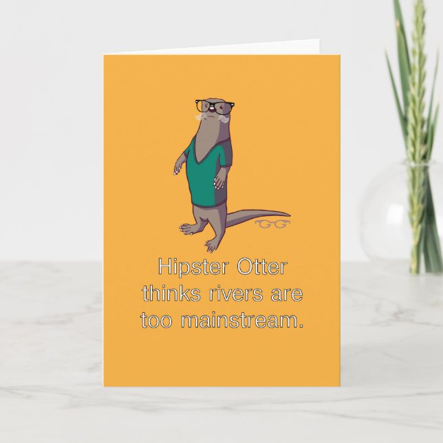 Tarjeta de nota de hipster Otter (Anverso)