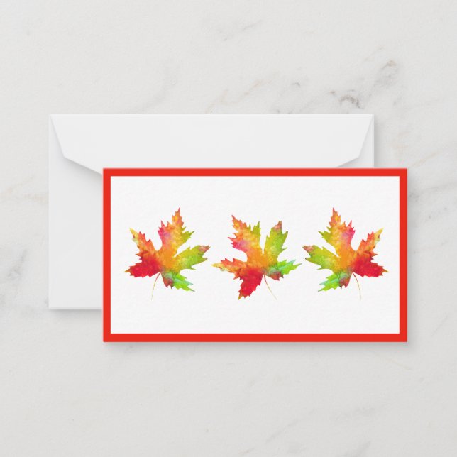 Tarjeta de nota de hoja de arce de otoño (Anverso)