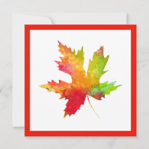 Tarjeta de nota de hoja de arce de otoño