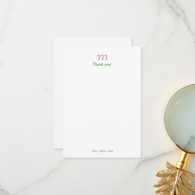 Tarjeta de nota de Holiday Candy Canes (Anverso/Reverso In Situ)