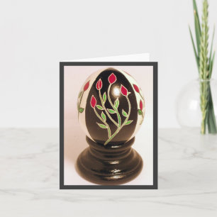 Tarjeta de nota de huevo Rosebud Pysanka - En blan