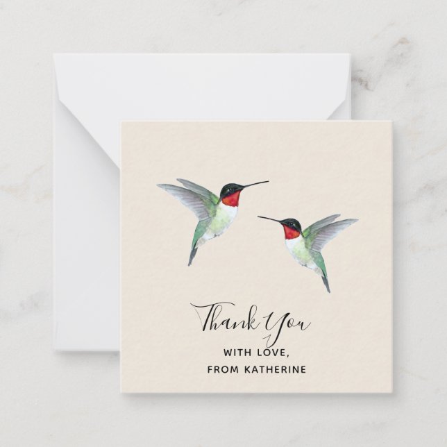 Tarjeta De Nota De Hummingbird De Las Gracias Por  (Anverso)