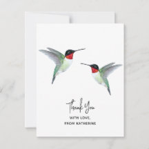 Tarjeta De Nota De Hummingbird De Las Gracias Por