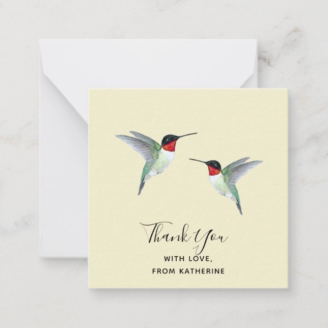 Tarjeta De Nota De Hummingbird De Las Gracias Por  (Anverso)
