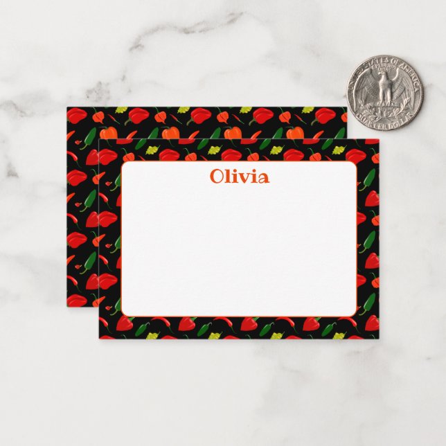 Tarjeta de nota de ilustración de pimientos picant (Anverso/Reverso In Situ)
