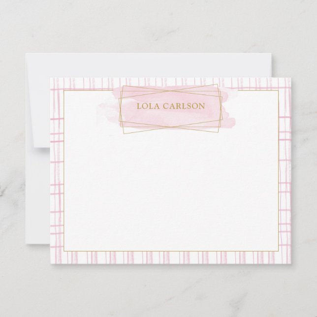 Tarjeta de nota de insignia de acuarela rosa chic (Anverso)