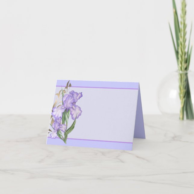 Tarjeta de nota de Iris plegada-Irises púrpuras-Pe (Anverso)