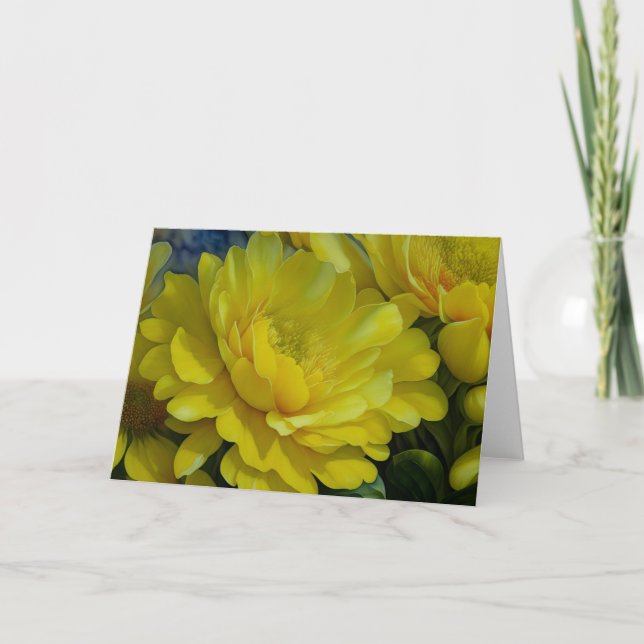 Tarjeta de nota de jardín de arte de flores amaril (Anverso)