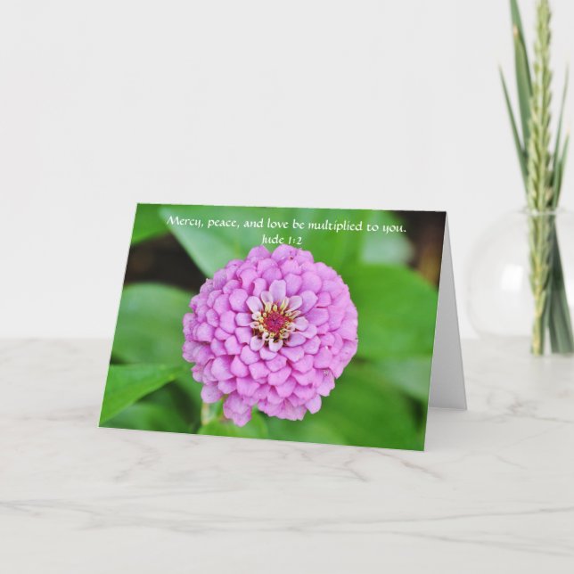 Tarjeta de nota de jardín Faith Pink Zinnia (Anverso)