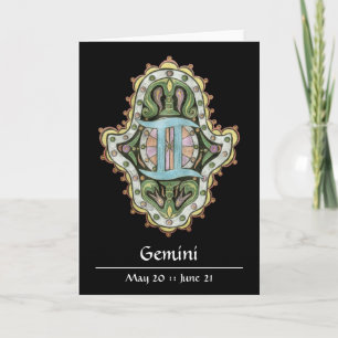 Tarjeta de nota de Khamsa de los géminis