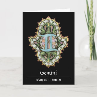 Tarjeta de nota de Khamsa de los géminis