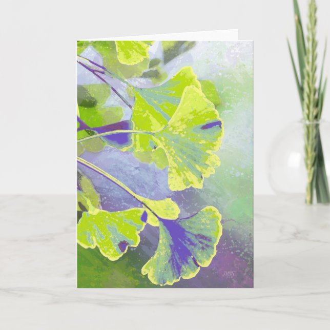 Tarjeta de nota de la acuarela del Ginkgo (Anverso)