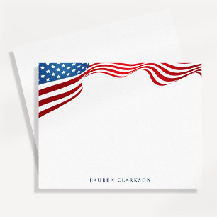 Tarjeta de nota de la bandera americana ondeando p