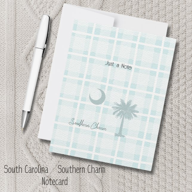 Tarjeta de nota de la bandera del estado de Caroli (Just a Note notecard is perfect to send a hi for any occasion. South Carolina Flag, Southern Charm!)