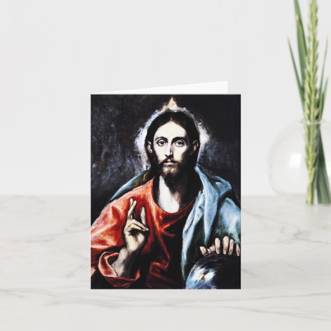 Tarjeta de nota de la bendición de El Greco Cristo (Anverso)