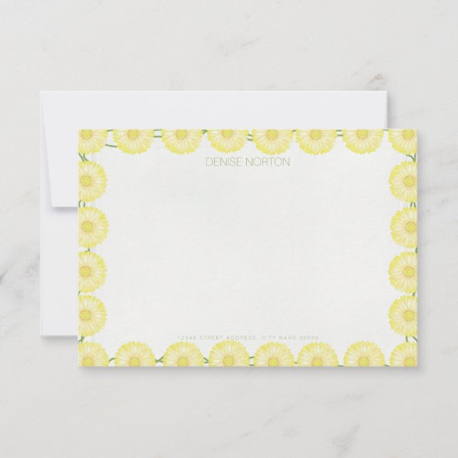 Tarjeta de nota de la cadena Daisy Yellow Gerbera (Anverso)