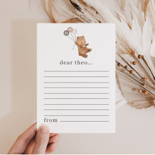 Tarjeta de nota de la cápsula de tiempo de oso con