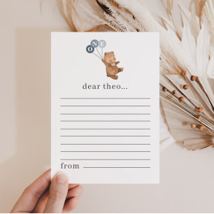 Tarjeta de nota de la cápsula de tiempo de oso con