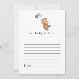 Tarjeta de nota de la cápsula de tiempo de oso con