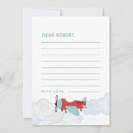 Tarjeta de nota de la cápsula de tiempo del avión 