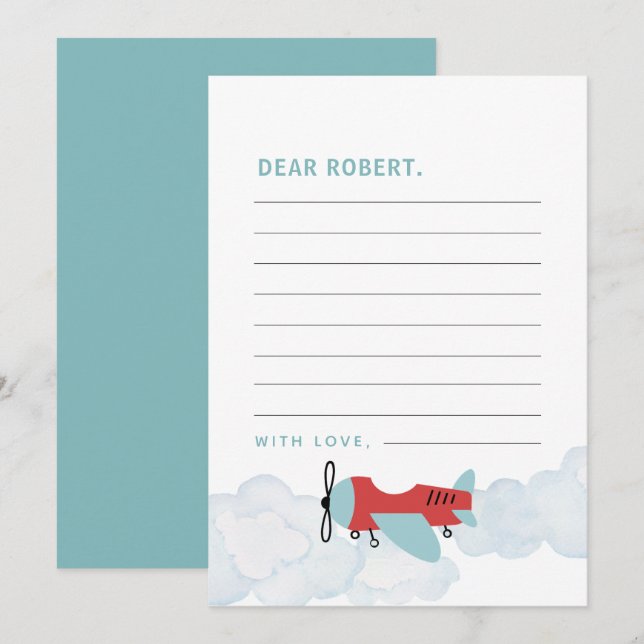 Tarjeta de nota de la cápsula de tiempo del avión  (Anverso / Reverso)