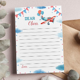 Tarjeta de nota de la cápsula de tiempo del avión