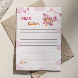 Tarjeta de nota de la cápsula de tiempo del avión 