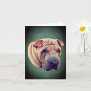 Tarjeta de nota de la cara del perro Shar Pei
