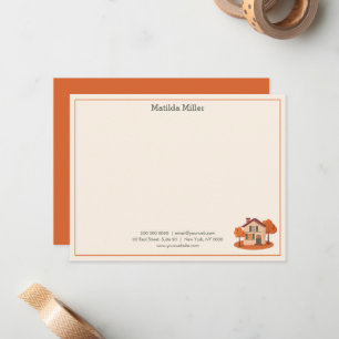 Tarjeta de nota de la casa de otoño de bienes raíc
