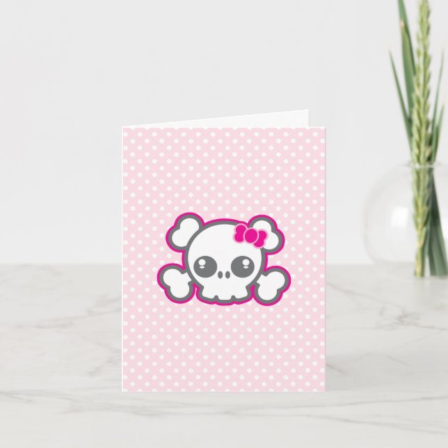 Tarjeta de nota de la cinta rosa de Kawaii (Anverso)