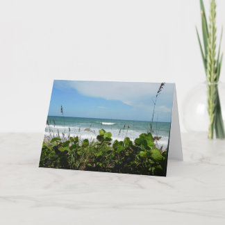 Tarjeta de nota de la escena de la playa - espacio