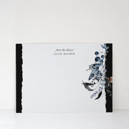 Tarjeta de nota de la estación de monograma de flo