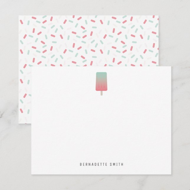 Tarjeta de nota de la estacionería de Popsicle (Anverso / Reverso)