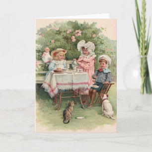 Tarjeta de nota de la fiesta del té de los niños