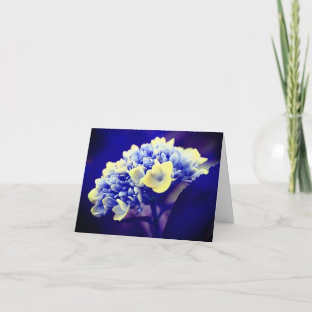 Tarjeta de nota de la flor de Hydrangea Azul abstr (Anverso)