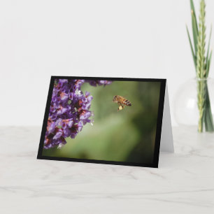 Tarjeta de nota de la flor del polen de la abeja
